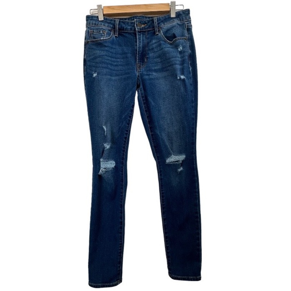 Old Navy Pop Icon Skinny Mid Rise Dark Wash Distressed Jeans Size 4